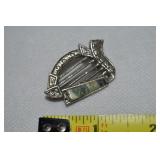 Vtg Sol D'or Celtic Harp Brooch w/ Connemara