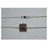 GA 925 Sterling Citrine Slide Pendant Necklace