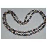 925 Sterling 2 Row Multicolor Pearl Strand 17'L