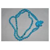 Turquoise Bead Elephant Accent Necklace 30'