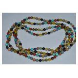 60' Long Multi Gemstone Polished Bead Necklace