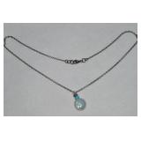 925 Sterling Pearl & Turquoise Necklace 16'