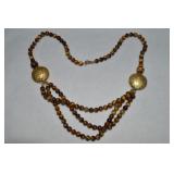 925 Sterling Clasp Tigers Eye Beaded Necklace 18'