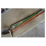 4pc Misc Garage Tools Lot w/ Crowbar, Shovel +