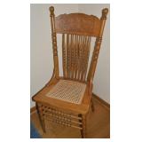 Antique Pressback Spindled Cane Seat Chair 42.5t