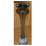 Vtg Aseda Art Glass Blue Bubble Vase 9" Tall