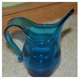MCM Viking Epic Blue Art Glass Swung Pitcher