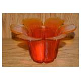 MCM Viking Amberina Art Glass 6 Petal Flower Vase