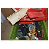 Green Tub w/ Misc Shop Items: Clamps, Hooks+