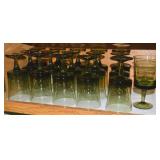 (16) Denby Arabesque Moss Green Glass 6.5"