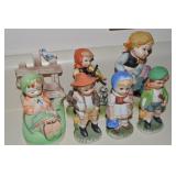(6) Vintage Porcelain Figures w/ Japan Bookend+