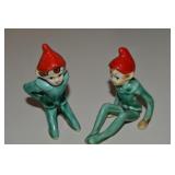 Pair Vintage Japan Porcelain Pixie Elf Figures *