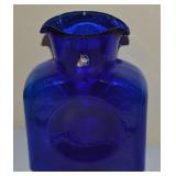 Blenko Cobalt Blue Art Glass Carafe Pitcher 8.25"