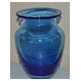 Vtg Blenko-style Cobalt Blue to Clear Glass Vase