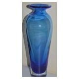 MCM Blenko Cobalt Blue to Clear Art Glass Vase