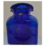 Blenko Cobalt Blue Art Glass Carafe Pitcher 8.25"