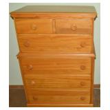 Vintage Maple 6 Drawer Chest on Chest Dresser