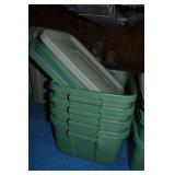 (4) Rubbermaid Roughneck Green 10 Gallon Totes