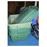 (3) Rubbermaid Roughneck Green 10 Gallon Totes