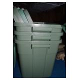 (3) Rubbermaid Roughneck Green 18 Gallon Totes