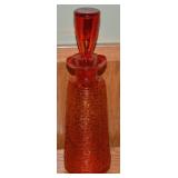 MCM Rainbow Ribbed Amberina Art Glass Decanter