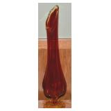 MCM Viking Amberina Art Glass 6 Petal Footed Swung