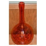 MCM Blenko Amberina Crackle Glass Bottle Vase