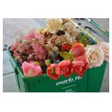 Green Tote w/ Faux Flowers