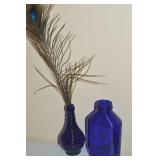 (2) Vtg Cobalt Blue Bottles w/ Wheaton Ball & Claw