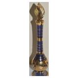 Cobalt Blue Gold Gilt Art Glass Perfume Bottle 6t