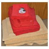 Yellow & Red Bathroom Towels incl Snowman