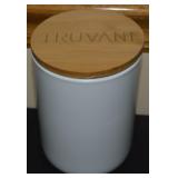 Truvani Ceramic Lidded Canister 6" tall