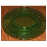 (4) Anchor Hocking Vaseline Depression Glass Block