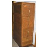 Antique Oak 4 Drawer Upright File Cabinet w/Orig