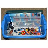 Lego Blue Tote of Building Blocks, Minifigures +