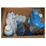 Box of Misc w/ Ice Packs, Propane, Thermometer+