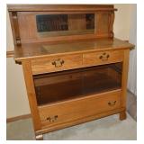 Antique Oak Sideboard w/ Mirrored Backsplash