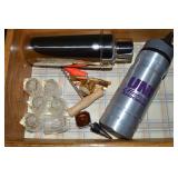 Drawer Contents Lot: Barware, Shot Glasses +