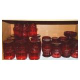 Vtg Viking Georgian Ruby Red Honeycomb Glassware