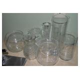 (9) Clear Glass Flower Vases w/ Pineapple +