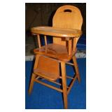 Vintage 34" Tall Wooden High Chair
