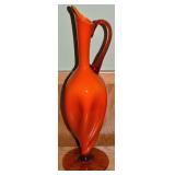 MCM Empoli Italian Amberina Cased Art Glass Footed