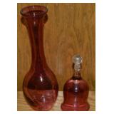 (2) Vtg Pilgrim Cranberry Art Glass Pcs w/ Bell +