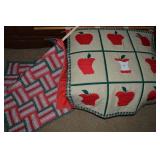 (2) Wall Hanging Quilted Panels w/Apples & Holiday