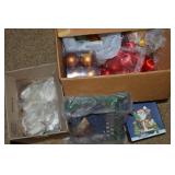 Box of Christmas Ornament Balls, Doves & Santa