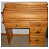 Vintage Small Pine Rolltop Writing Desk 41 x 19 x