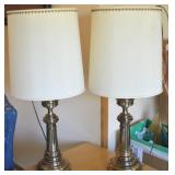 Pair Vintage Brass Table Lamps 31.5" Tall