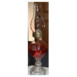 Antique MB & Co No 3 Arctic Glass Oil Lamp 20.75t
