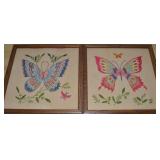 (2) 1968 Cora McLeod Framed Butterfly Art Pcs