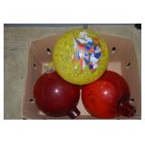 Box w/ (3) Blown Glass Garden Globes 10"diam